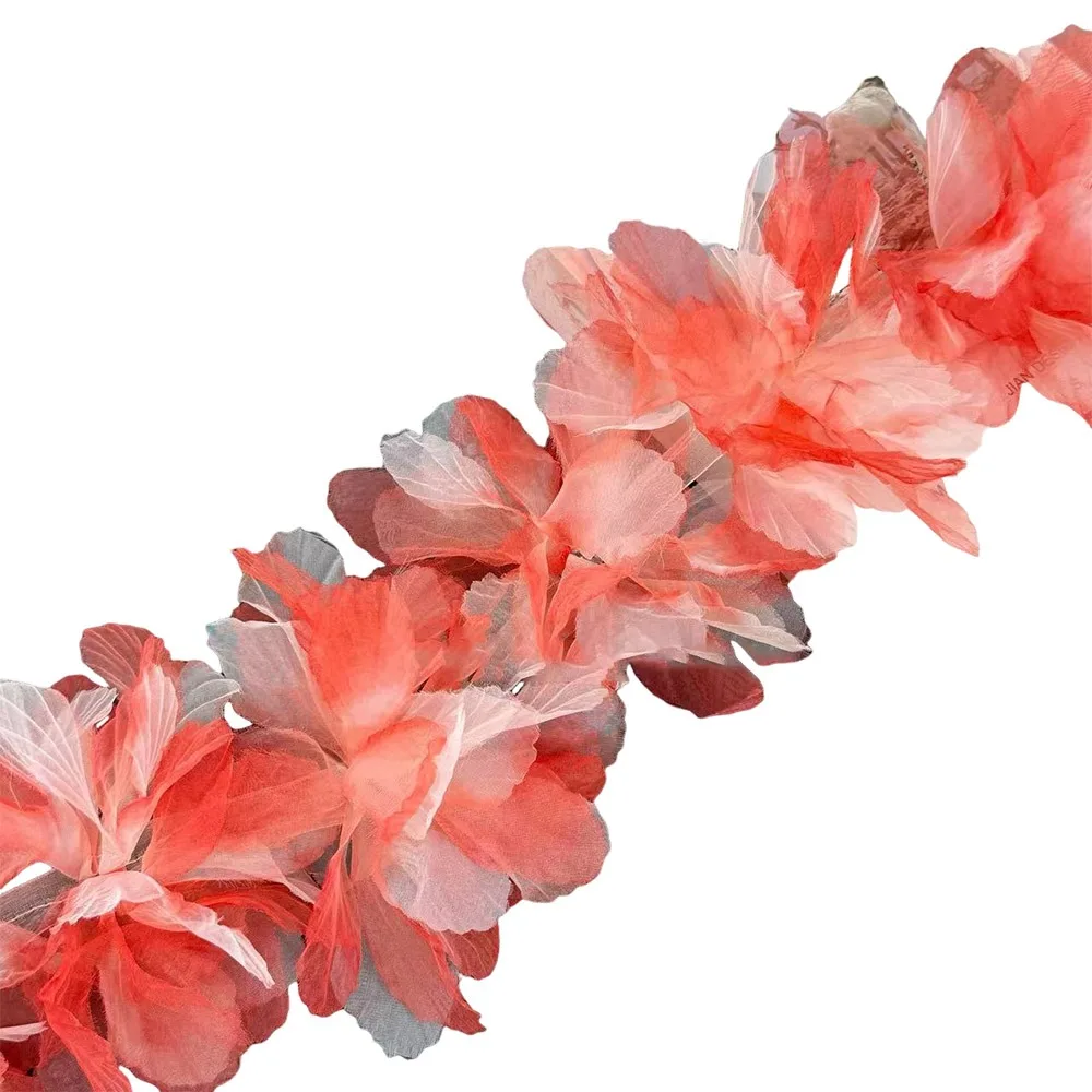 10pcs Flowers Large Flower 3D Flower Lace Colorful Handmade Organza Flower Latest Design Approx 5cm Lace Trim Dress Decoration