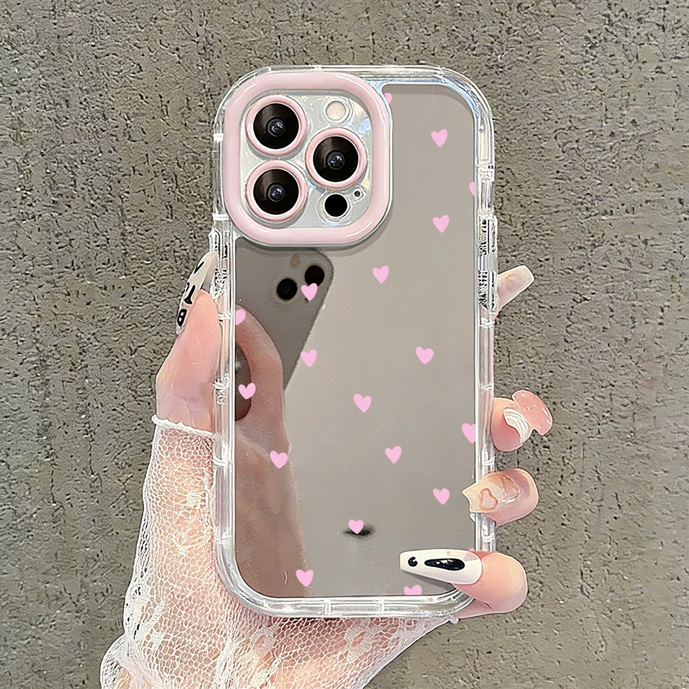 Einfache Stern-Polka-Dots Air-Cushion-Spiegel-Handyhülle für iPhone 17 15 14 16 Pro Max 13 12 11 Pro XR XS 7 8 Plus 17Air Girl Cover – Detail 28