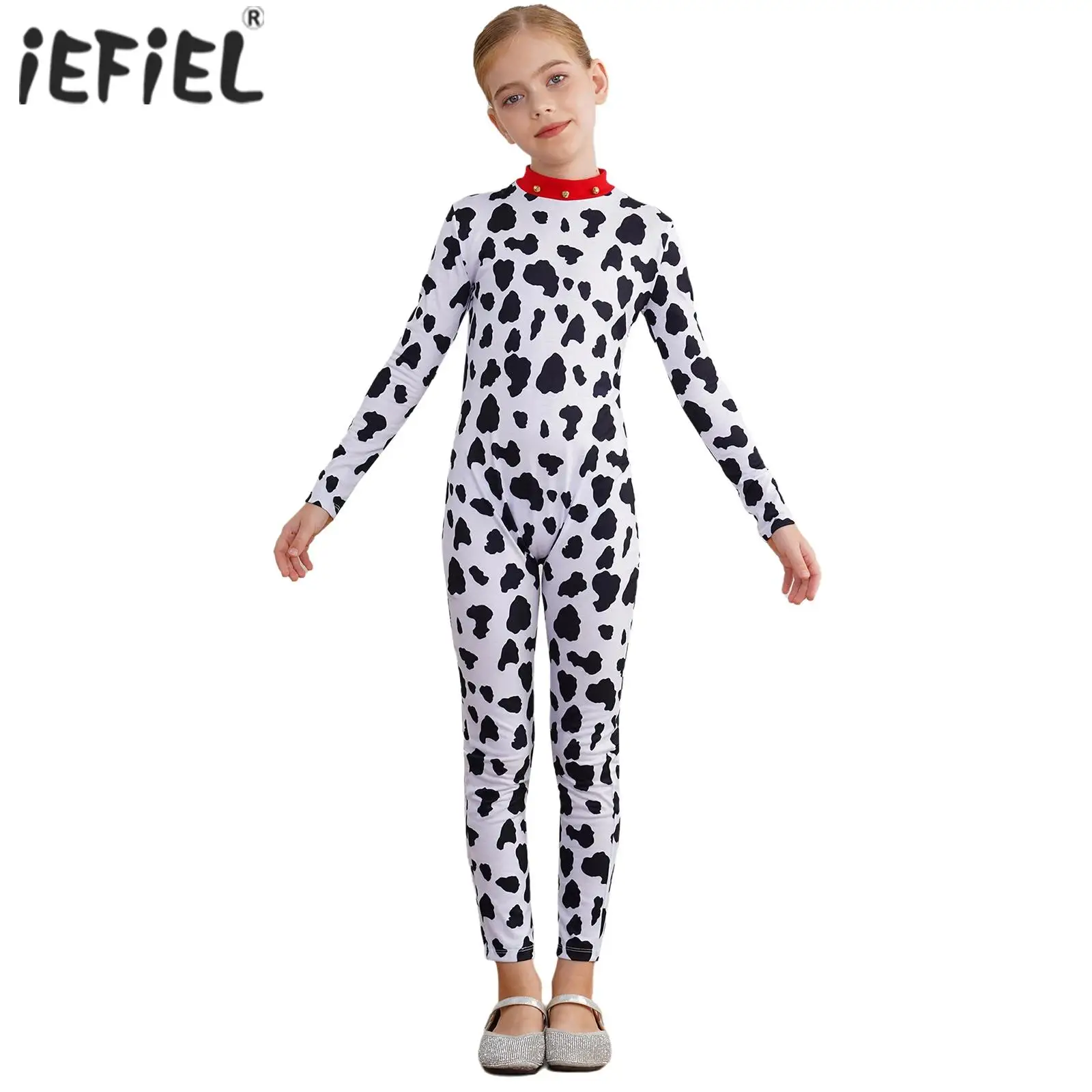 

Children Boys Girls Dalmatian Cosplay Costume Spotted Dog Full Body Jumpsuits with 3D Tail for Themed Party Roleplay Dress Up