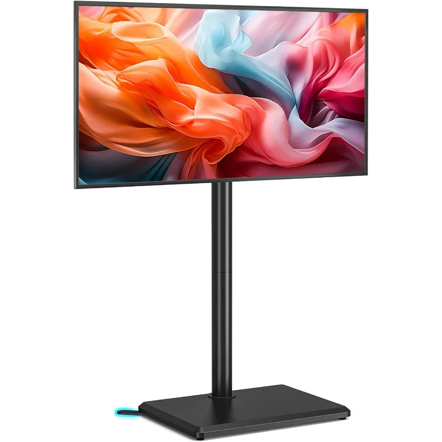 Swivel Floor TV Stand with Mount for 3260 Inch TVs up to 88 lbs Height Adjustable Tall TV Stand with Wood Base Saving Space Des