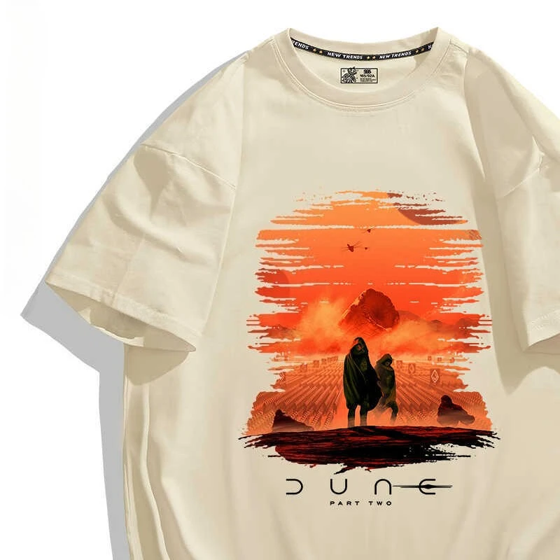

Dune 2 Movie Peripheral T-shirt Summer Same American Retro Wasteland Wind Short-sleeved Men's and Women's Clothes Top