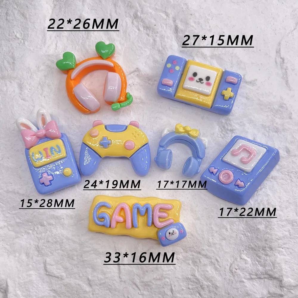 5 stücke Cartoon Harz Game Controller Musik Telefon Harz Cabochon Telefon Fall Deko Teile Charakter DIY Haars chleifen Zubehör – Detail 9