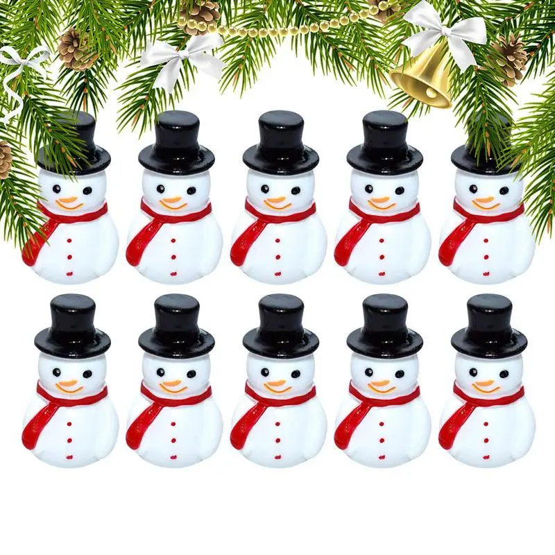 Mini Snowman Figurines 10pcs Christmas Miniature DIY Snowman Craft Santa Claus Ornament Table Top Decor Home Decoration Supplies