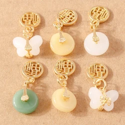 10pcs Gemstone Fortune Butterfly Pendant Charms for Jewelry Making Necklace Bracelet DIY Earrings Accessories Supplies