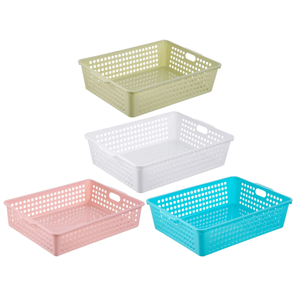 4Pcs File Organizer Plastic Storage Basket Large Multimedia Sundries Desktop Holder Creative School Office Desktop File