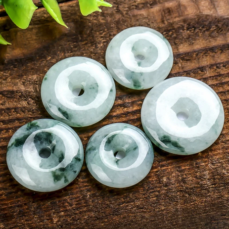 Natural Emerald Men's and Women's Floating Flower Button Jade Pendant Parent-Child Safety Buckle