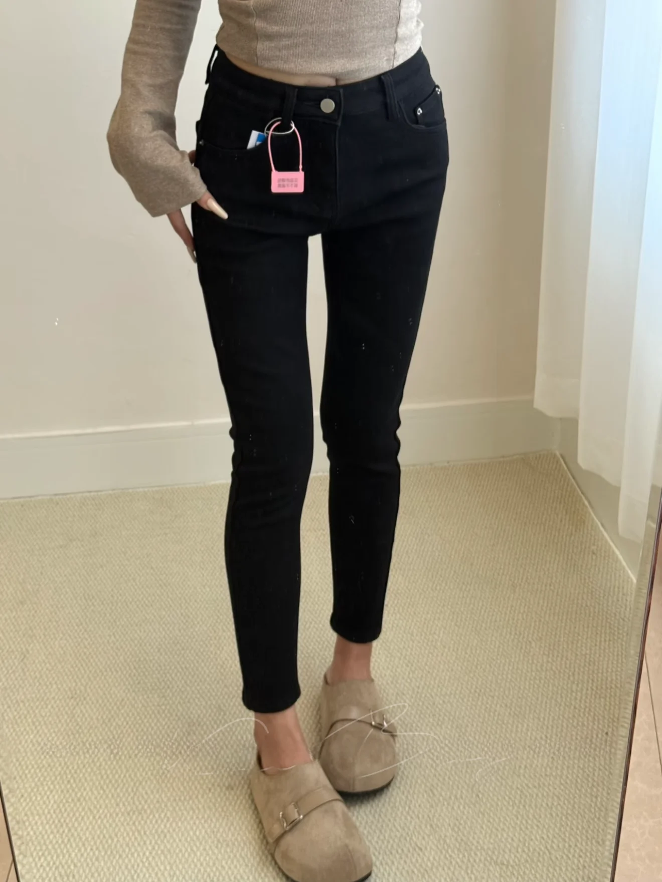 

Осенне-зимние модные корейские брюки с флисовой подкладкой, облегающие, эластичные, длиной до щиколотки, с эффектом удлинения ног, длина 7/8