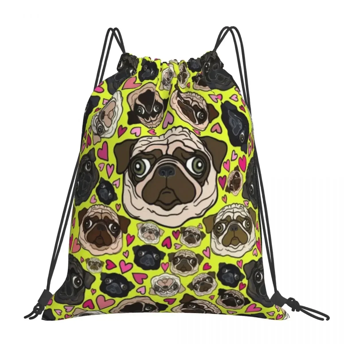 Pugs All Over The Place Backpacks Portable Drawstring Bags Drawstring Bundle Pocket Sports Bag Book Bags For Man Woman School