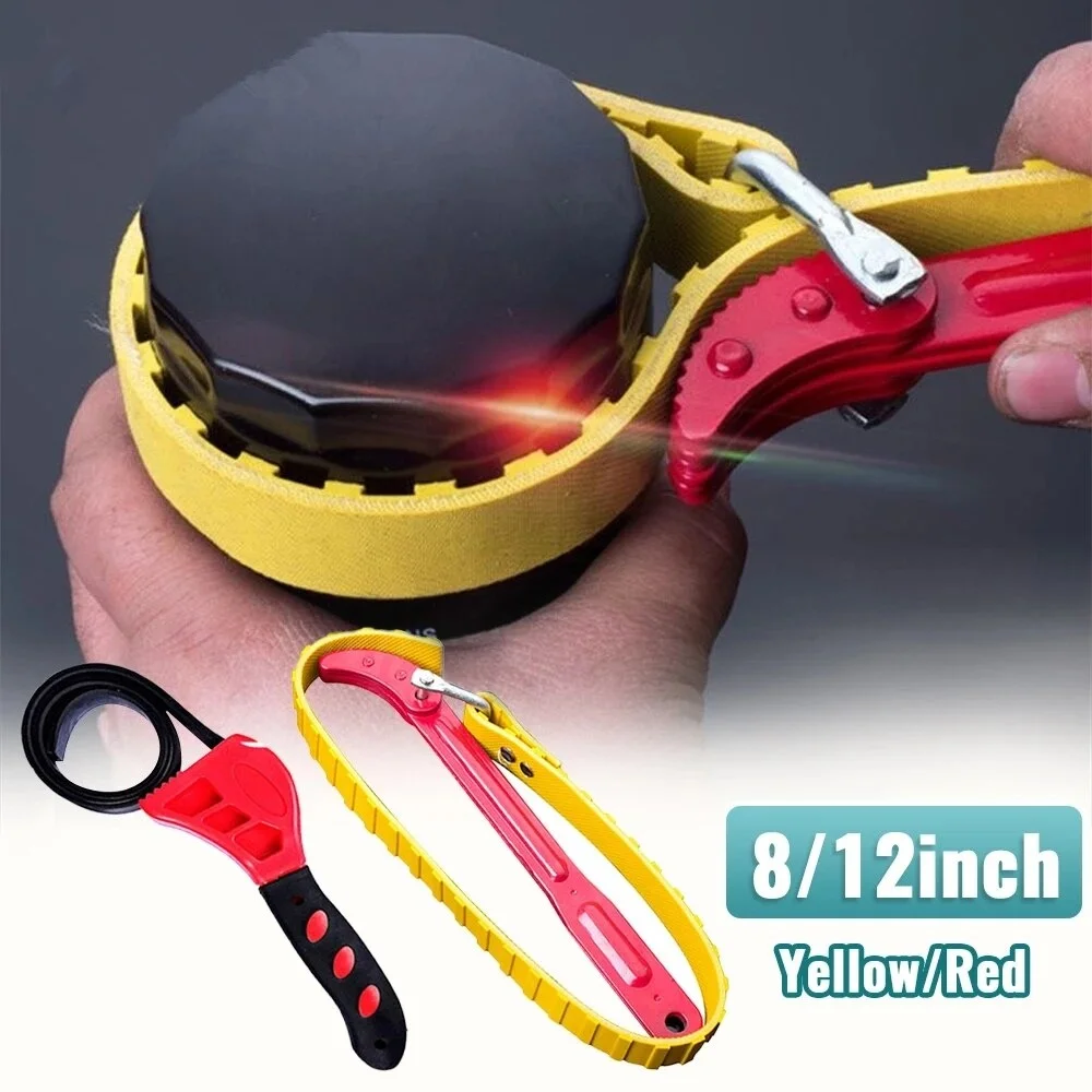 

8/12 Inch Belt Wrench Car Oil Filter Puller Adjustable Strap Spanner Chain Wrench Strap Car Cartridge Disassembly Tool