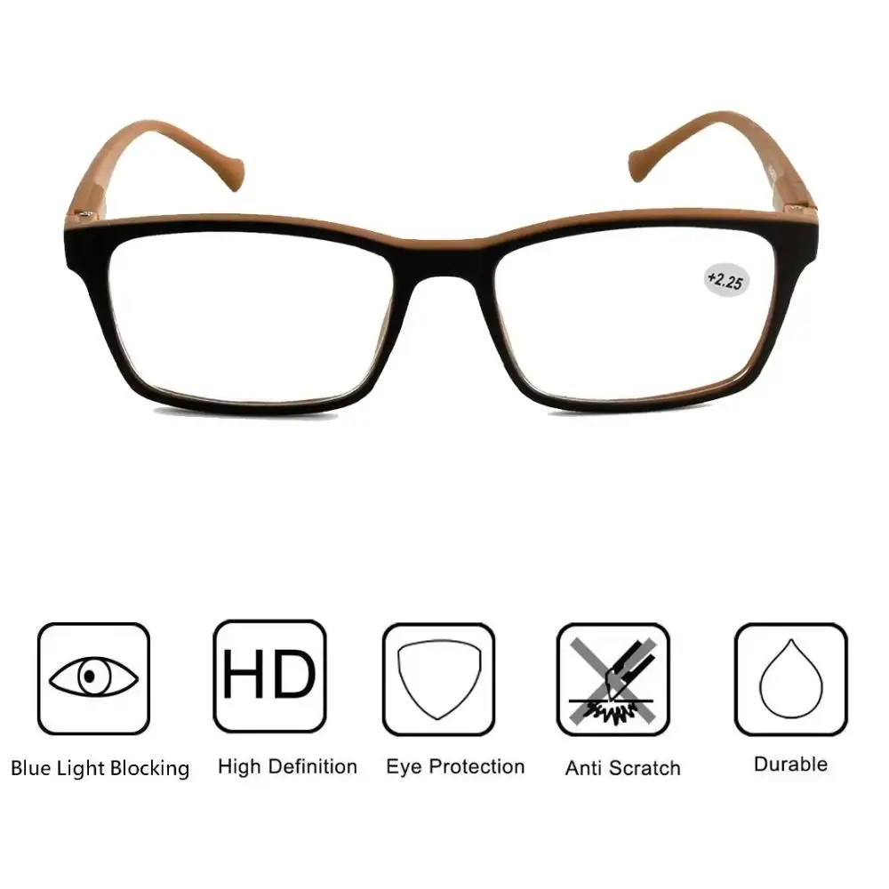 Portable PC Reading Glasses Decorative Glasses Brown Grey Red Blue Frame Glasses Rectangle Anti Blue Light Eyeglasses Readers