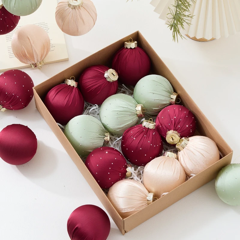 

6/12PCS-8CM Light Luxury Christmas Balls Velvet Glitter Xmas Decorative Hanging Ornaments Christmas Spheres Pendant 2026 New