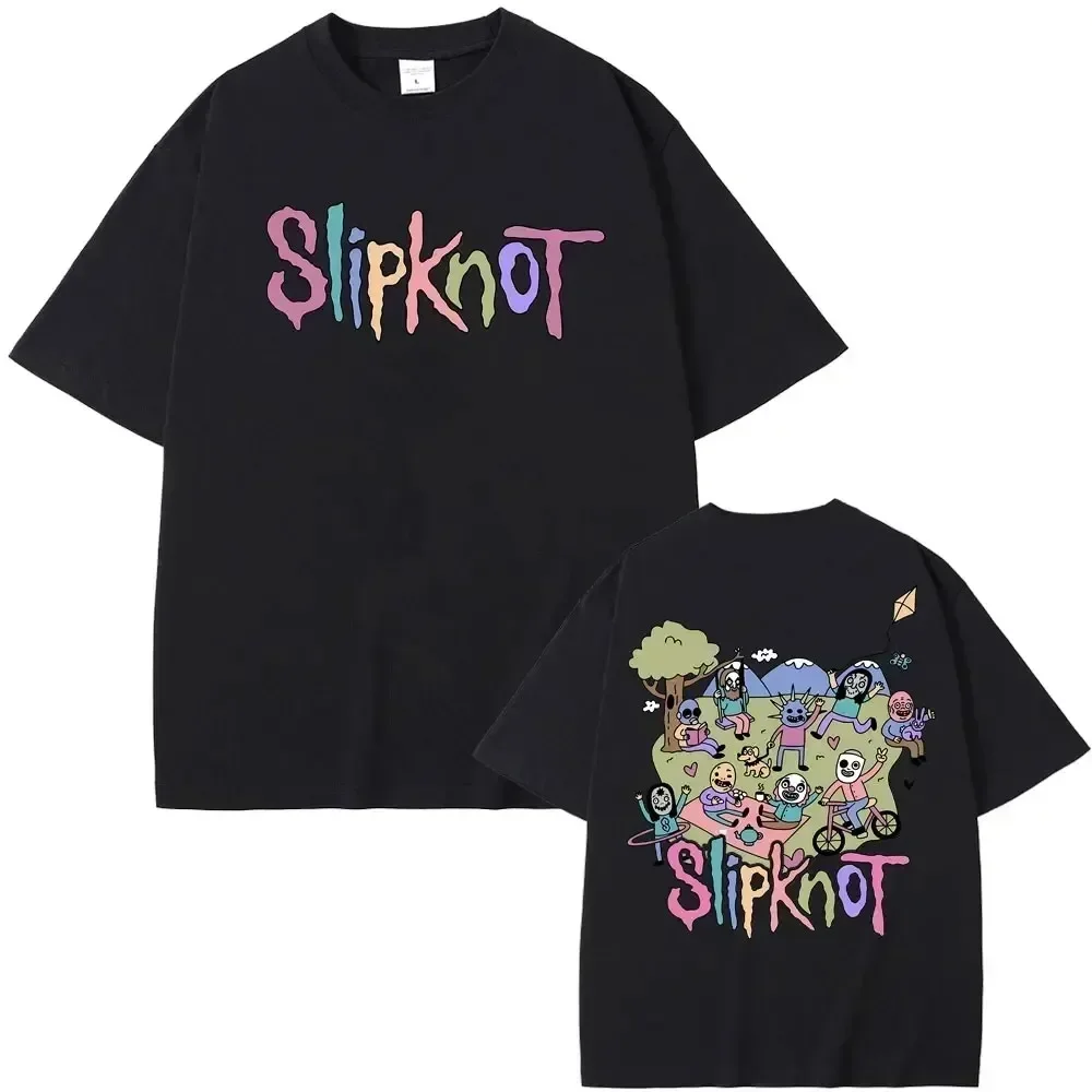 2024 New Slipknot Rock Band Double Sided Y2K T Shirt Men's Women's Tees Print Cotton TShirt Men Women Shirt Cartoon Hip Hop Tops