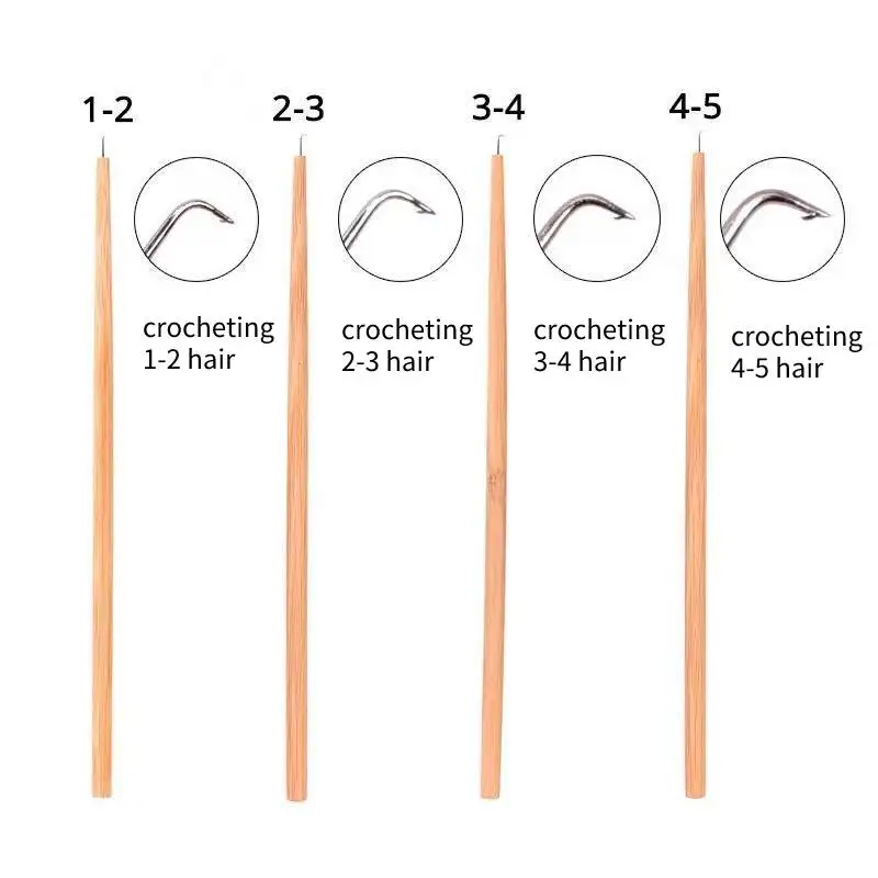 Agulhas de ventilação para fazer peruca, Metal Crochet Hook Needle com suporte de madeira, Peruca Acessórios