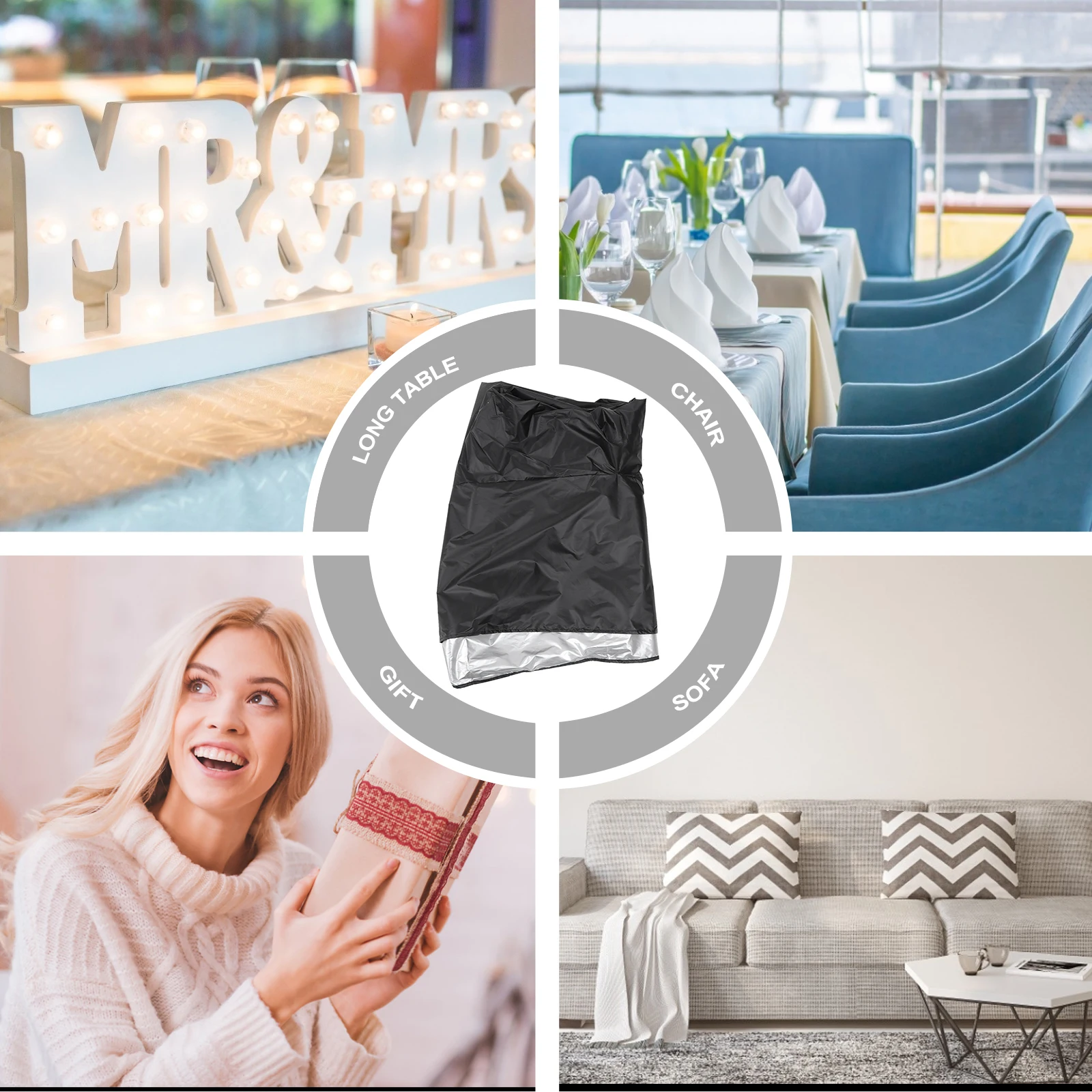 

V Shape Waterproof Furniture Cover Heavy Duty Windproof Outdoor Sofa Protector Dustproof Rainproof Foldable Garden Couch Cover