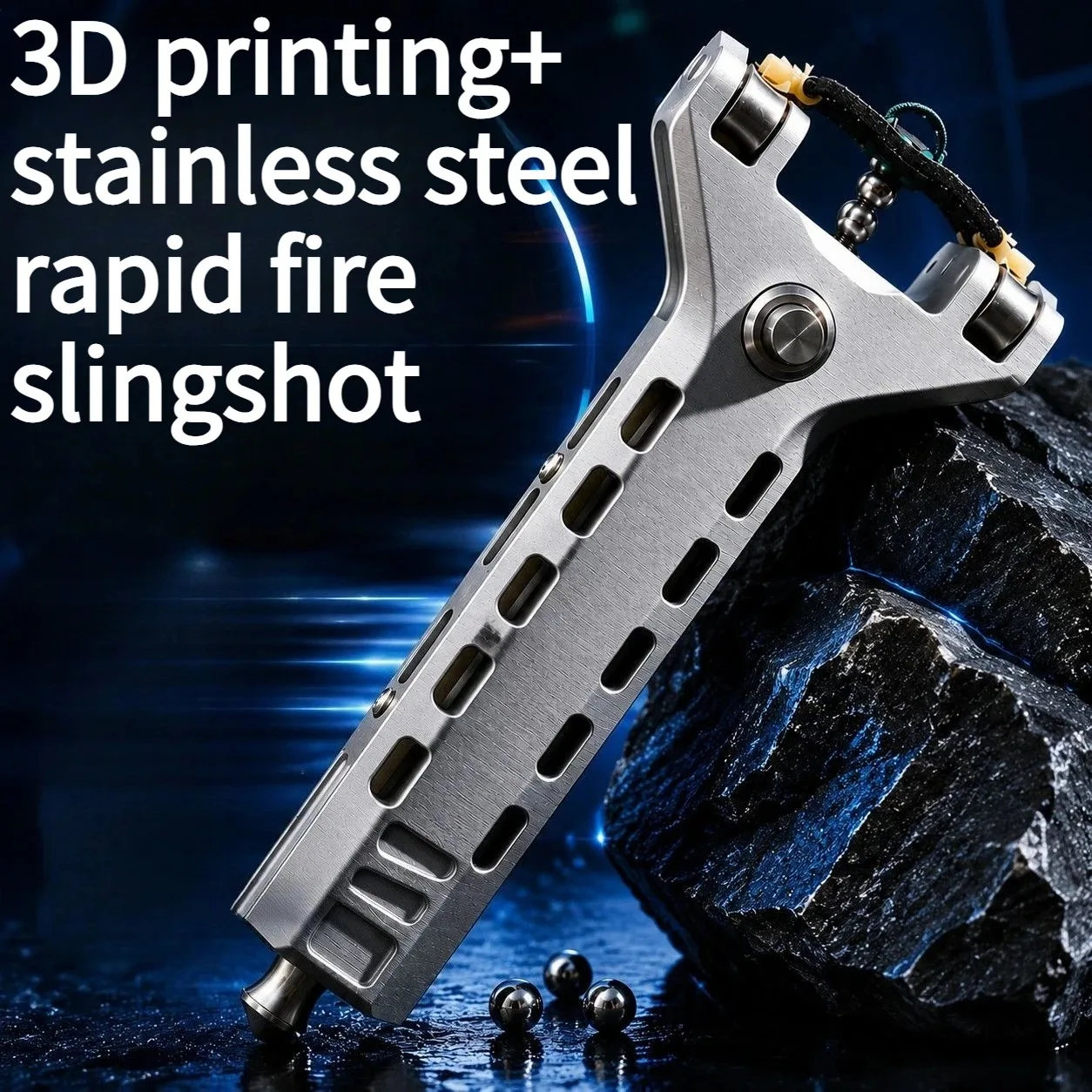 3D Cool Aluminum Alloy Slingshot for Adults Auto-feed Ball Clip One-press Ergonomic Grip Target Practice Outdoor Christmas Gift