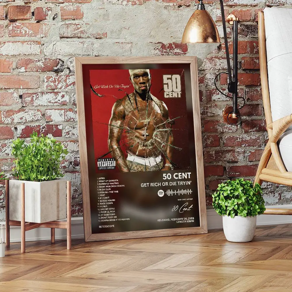 50 Cent Poster Self-adhesive Art Waterproof Paper Sticker Coffee House Bar Room