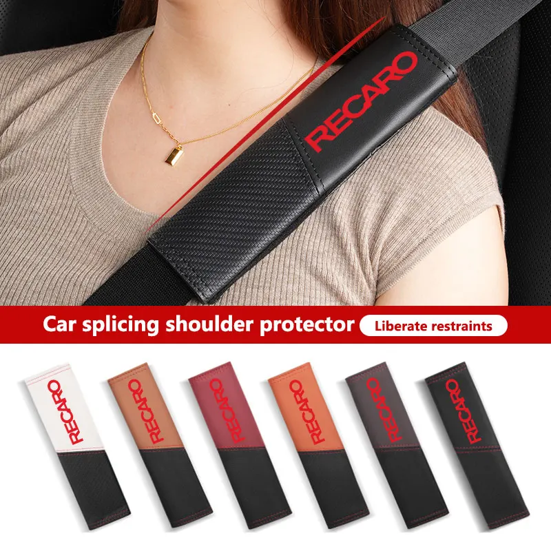 Almohadilla protectora antideslizante para cinturón de seguridad con emblema de coche Recaro