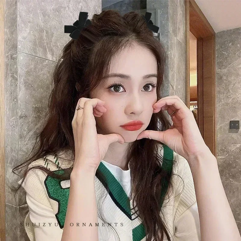 Korean 2pcs Velvet Bow Small Hair Claw Princess Velvet Bow Hair Clip Claw Clamp Women Headwear Girls Women