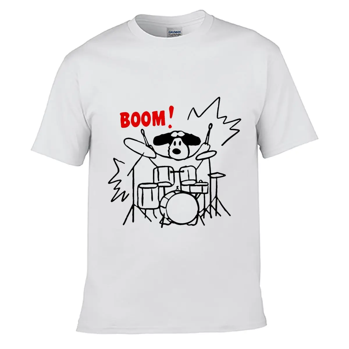 Boom Dog Drummer Music Graphic short-sleeved T-shirt