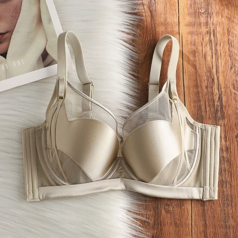 

Атласный бюстгальтер-боди с V-образным вырезом, без косточек, с сетчатыми вставками, пуш-ап, комфортное атласное сетчатое белье для бега