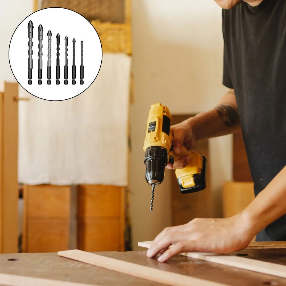 

7Pcs Hard Alloy 4-Flute Drill Bits Set for Glass Ceramics Tile Concrete Drilling Fine Workmanship Reliable Tool