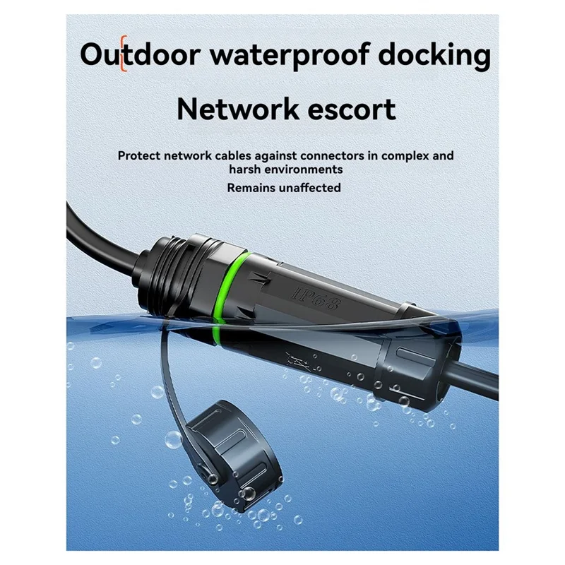 ABKY-IP68 Waterproof M20 RJ45 Shielded CAT6A Female Panel Mount Socket Network Ethernet Adapter Extension Cable