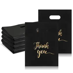 100pcs Plastic Thank You Gift Bags With Handle for Christmas Thanksgiving Christmas Party Candy Gift Packaging Shopping Bag