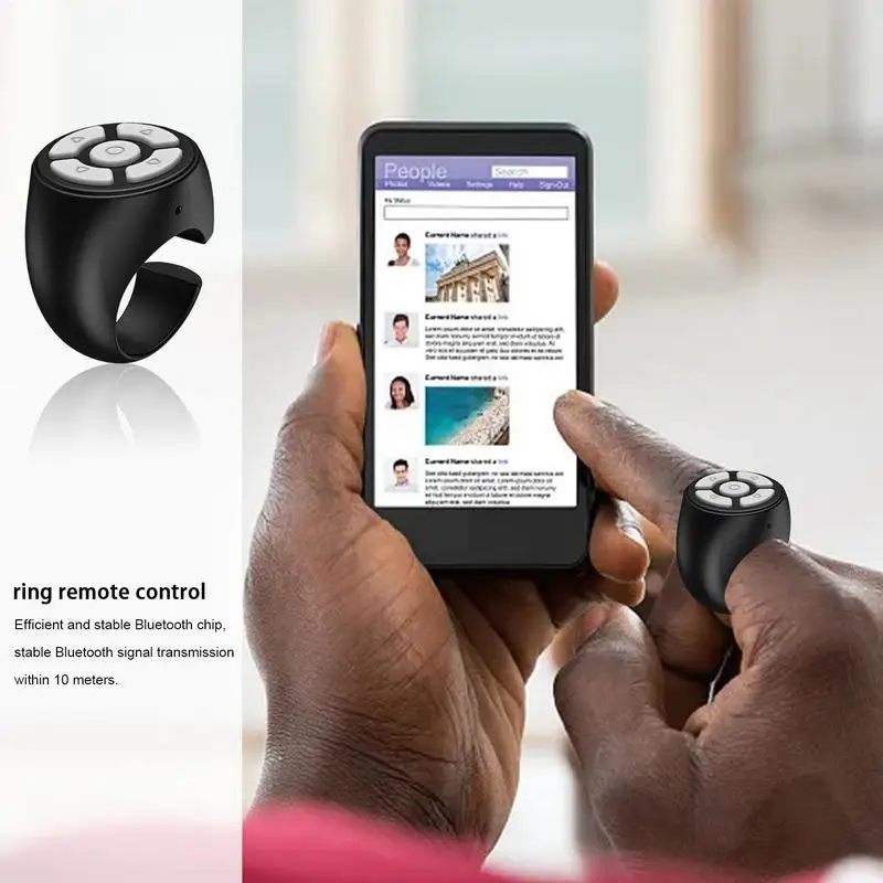 Wireless Remote Shutter Ring Finger Remote Control for Video Recording Selfie Button Mobile Phone Controller for School Car Home