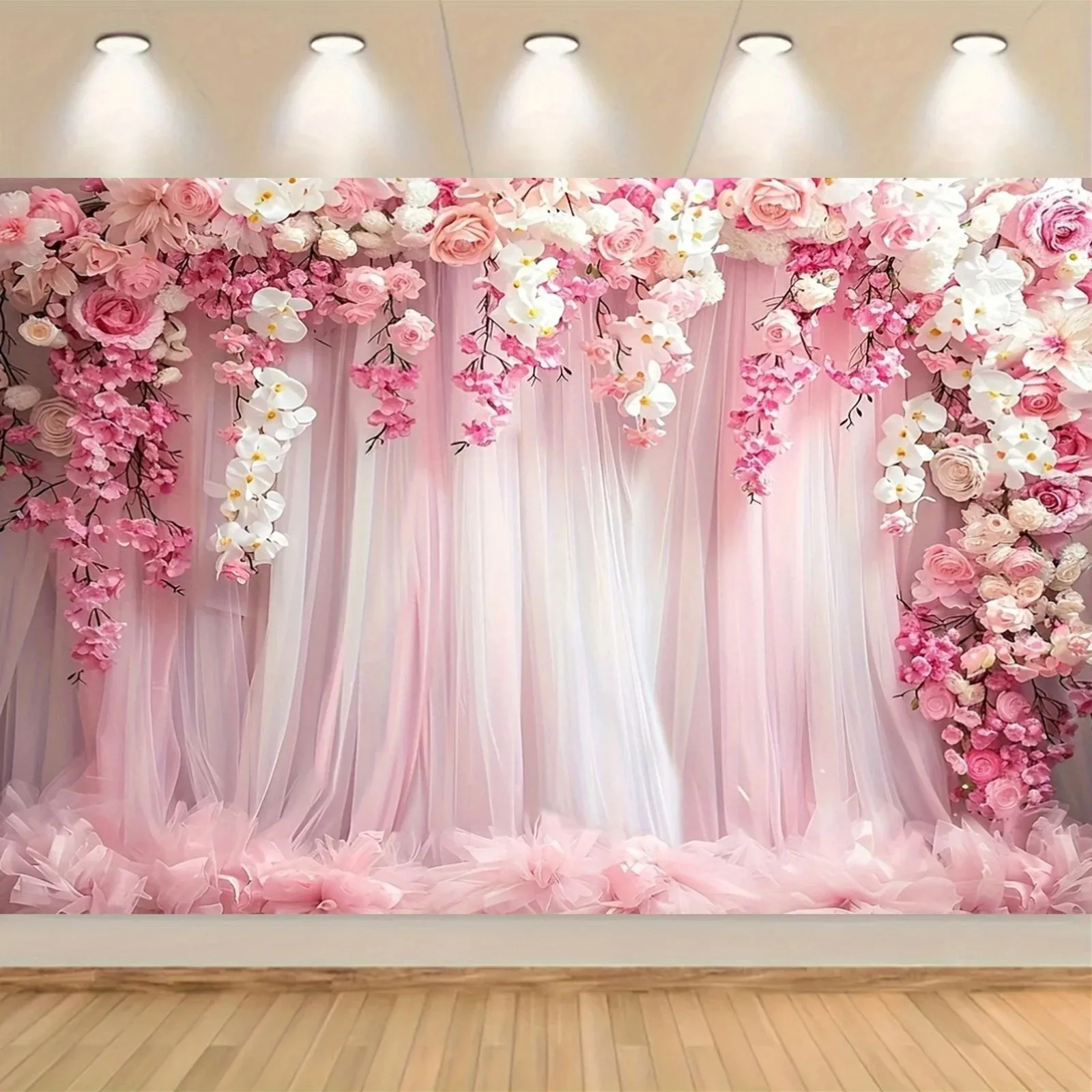 Hochzeitsblumen-Vorhang-Hintergrund für Brautparty, Verlobungszeremonie, Party, Fotografie-Hintergrund, Wanddekoration, Fotostudio-Requisiten
