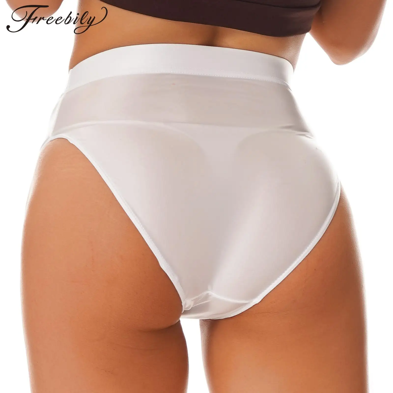 Shiny T-back G-string Thong Women\'s Sexy Panties High Waist Glossy Thin Transparent Stretchy Thong Underwear Femme Tight Briefs