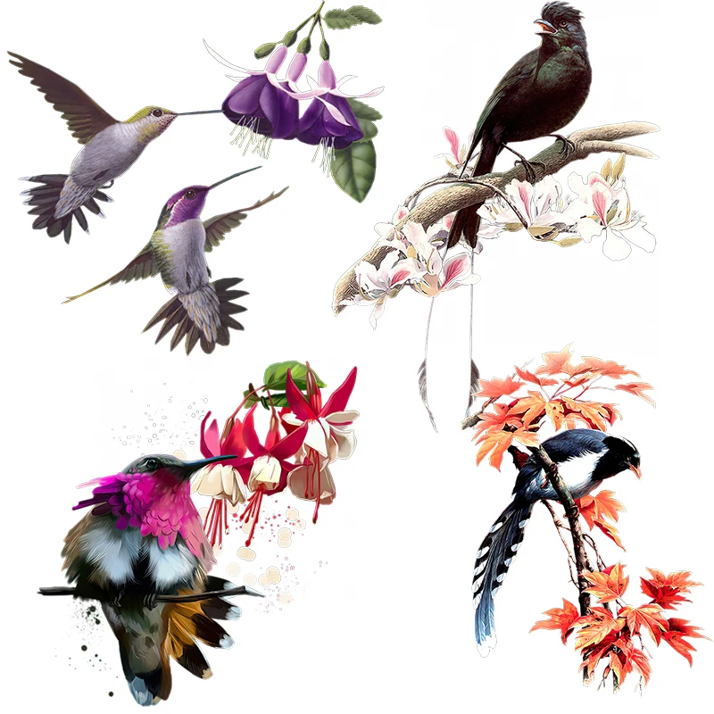 Three Ratels QCF146 Elegant flower and bird art wall sticker for home decoration toilet Decal