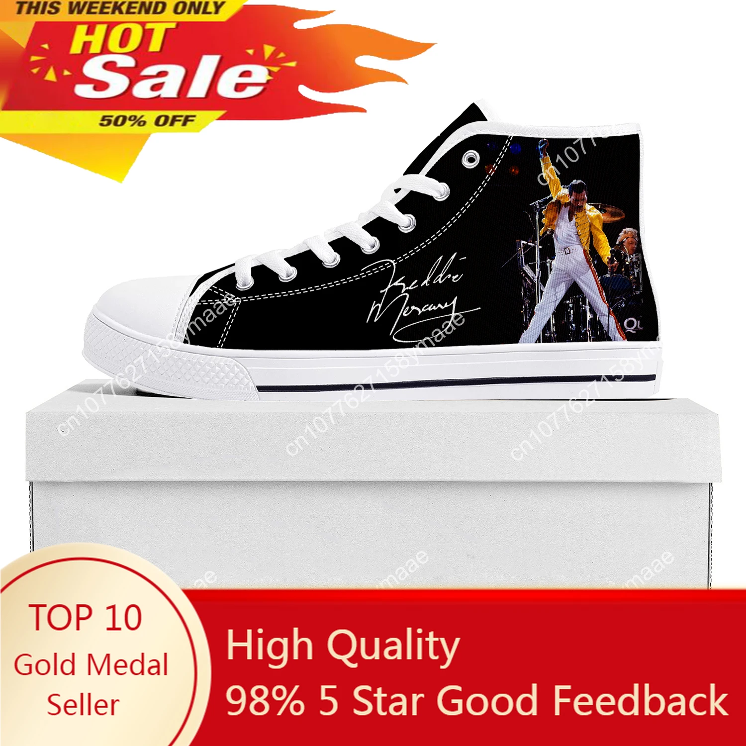 

Freddie Mercury High Top Sneakers Canvas High Quality Mens Womens Teenager Sneaker Casual Custom Made Shoes Customize DIY Shoe