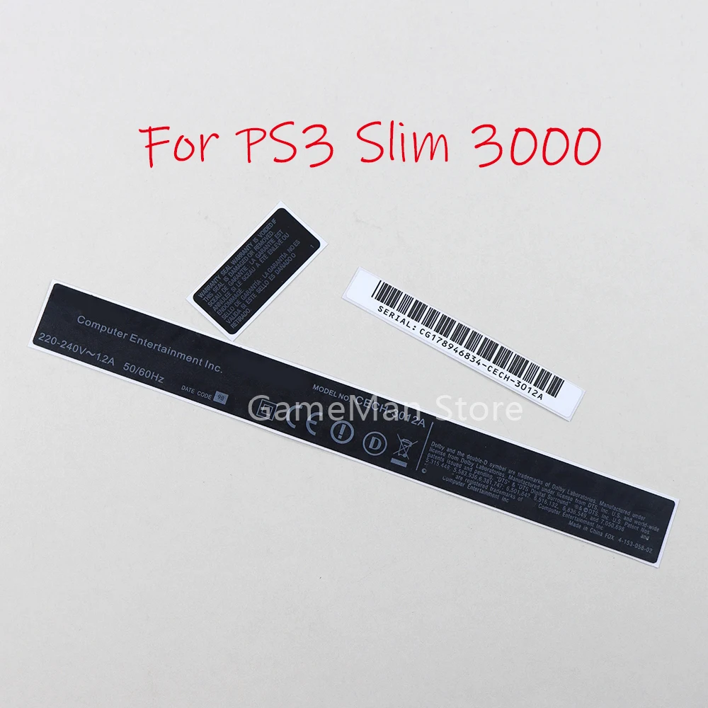 100sets Replacement 3 in 1 Sticker For PS3 Slim 3000 3012A Shell Case Label Barcode Film Security Seal