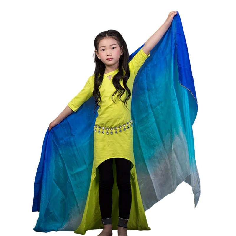 100% Silk Veil Gradient Color Dance Veils Scarves Kids Children Bellydance Throw Scarf Shawl Worship 200*90cm Assorted Color