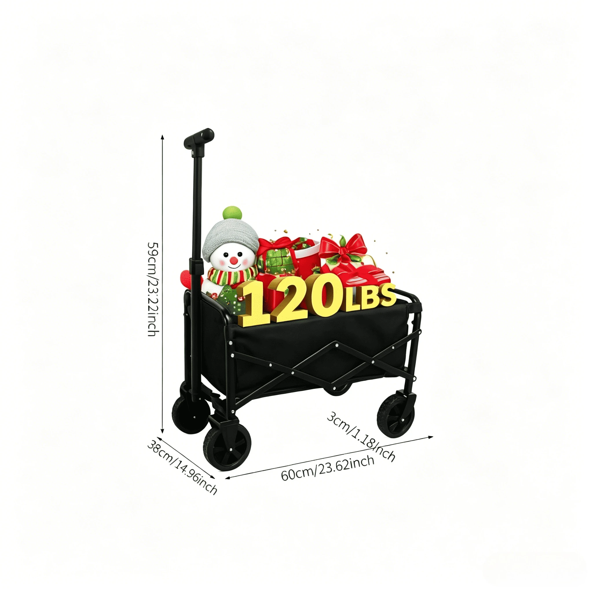 Sports Equipment Trolley - Mini Czarny Składany Wózek Transportowy z