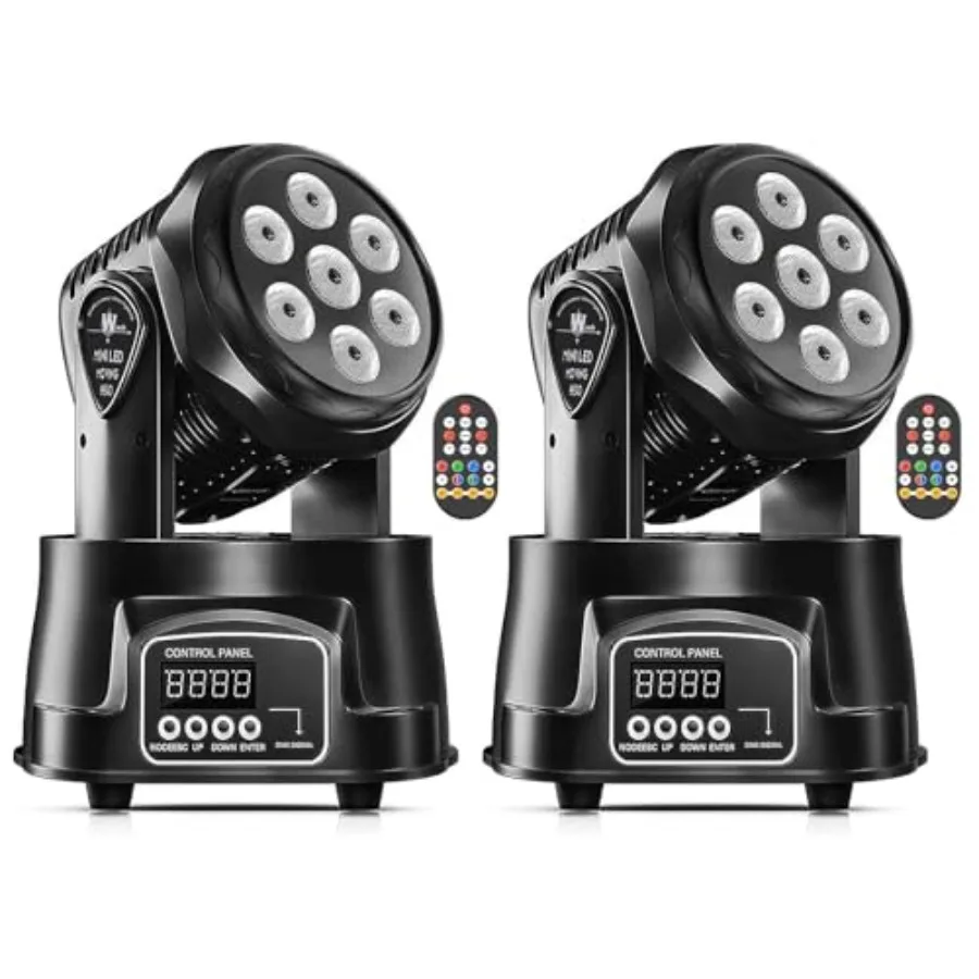 

Moving Head Light RGBW Stage Lighting DJ Lights 7 x W LED Beam Spotlight 9/14 CH Wash Light with DMX and Sound Activated for Pa