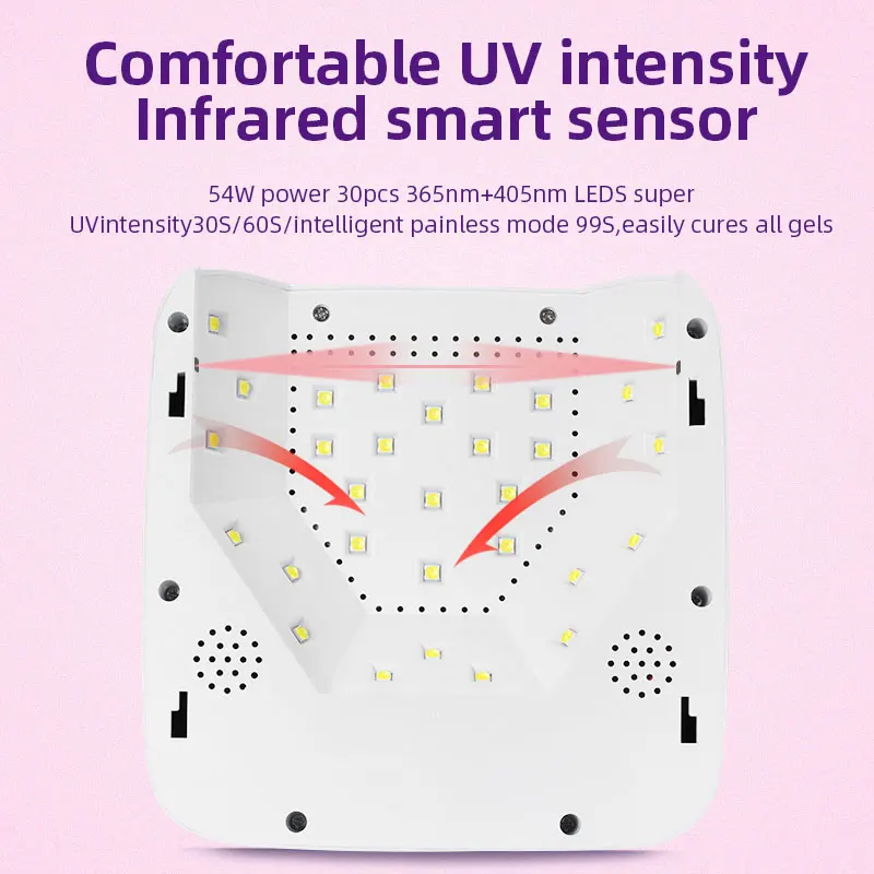 เครื่องเป่าเล็บ UV โคมไฟ LED สำหรับบ่มยาทาเล็บเจลทั้งหมดพร้อมอุปกรณ์เครื่องมือทำเล็บมืออาชีพ