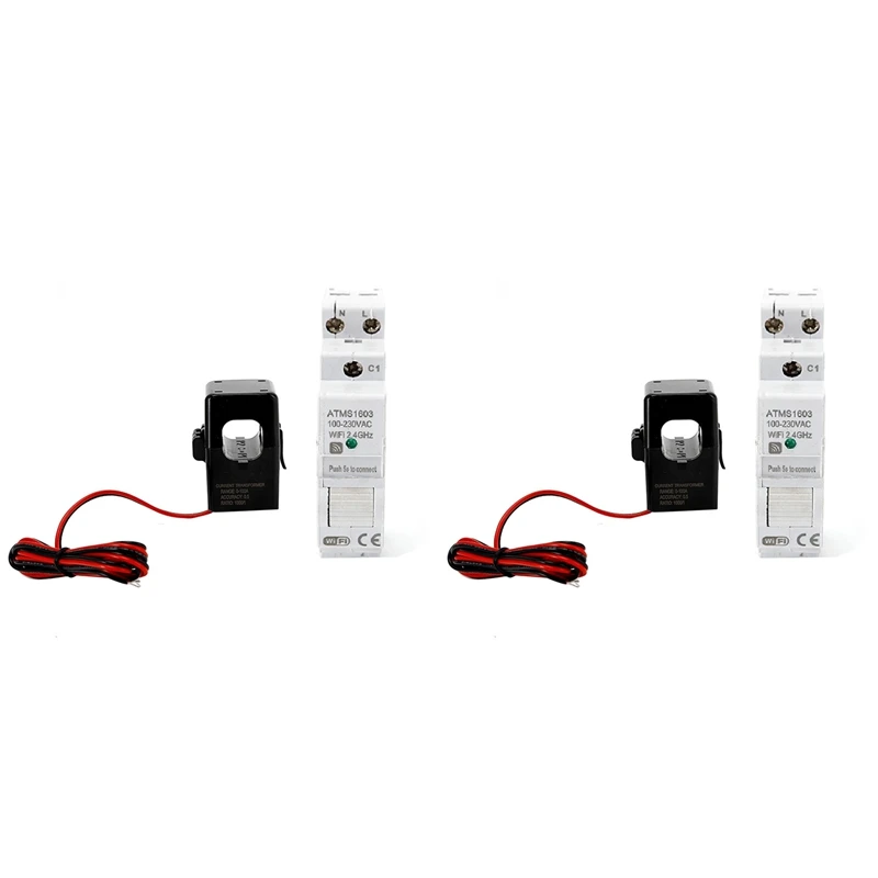 

2X ATMS1603 Tuya Single Phase Wifi Smart Energy Meter 100-230V Din Rail Precisely Measuring Voltmeter Ammeter Power