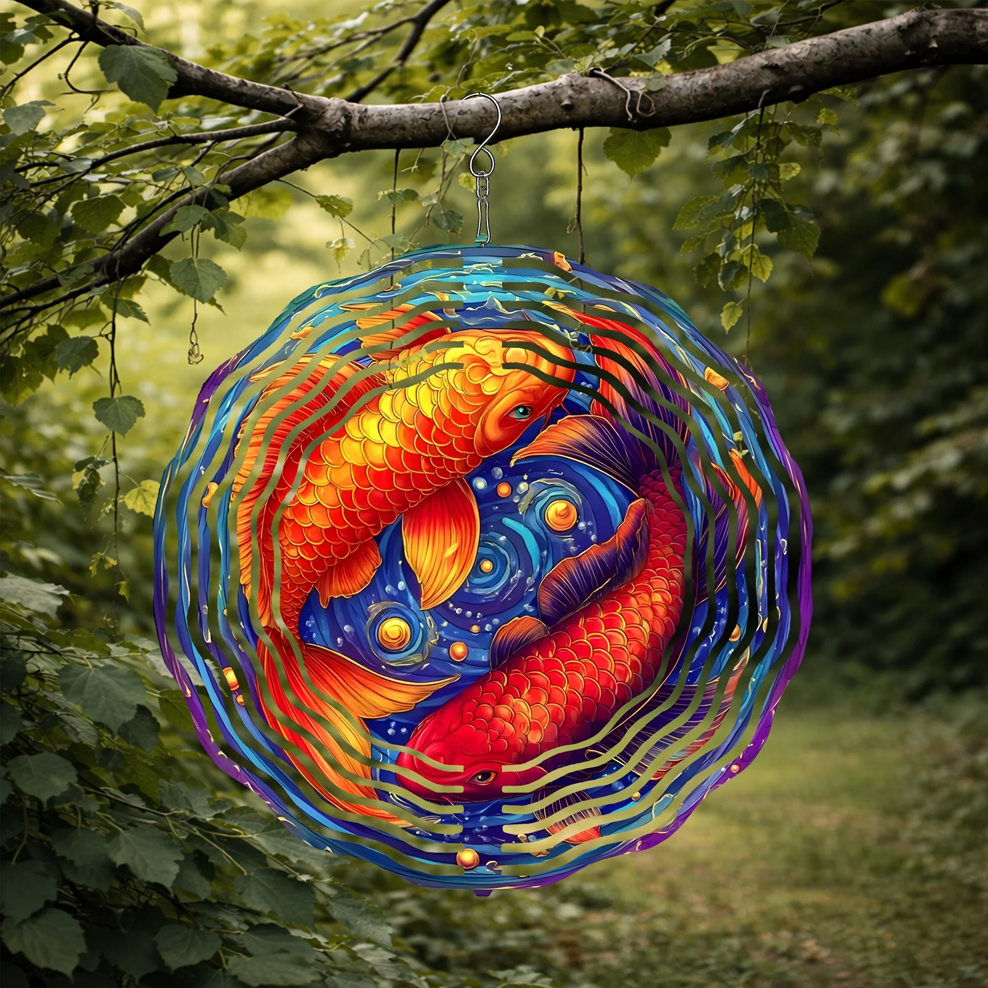 1PC Designed in an Eastern Artistic Style, with Vibrant Koi Fish and Water Ripple Patterns—a Perfect Gift for Home Decor, Garden