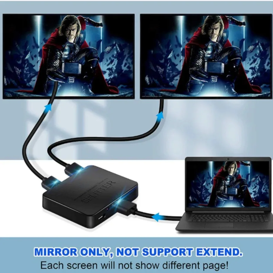 4K HDMI-compatible 1x2 Splitter Switch 1 in 2 Out Video Distributor Amplifier Dual Display for Box PC Monitor Projector Laptop image 4