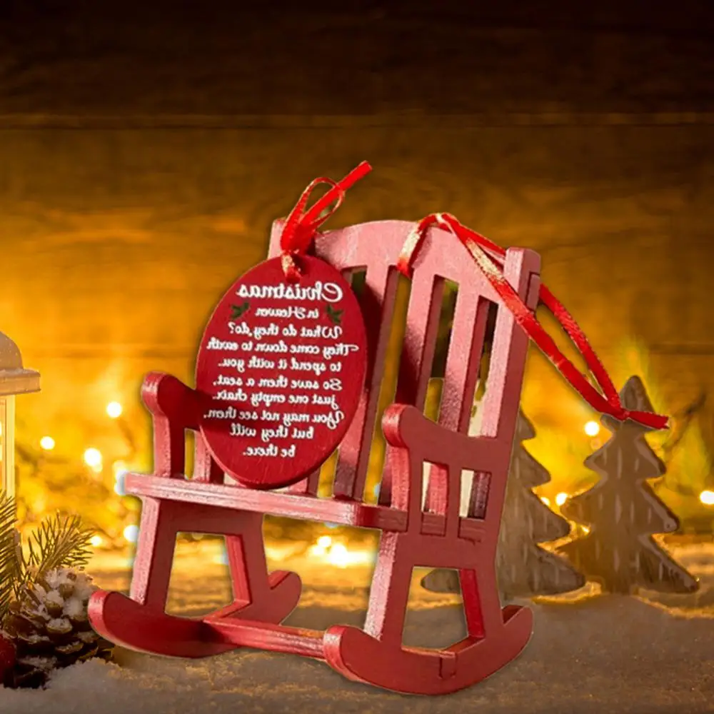 Christmas In Heaven Memorial Ornament Mini Wooden Rocking Chair With Meaningful Tag Sign Home Decor Xmas Tree Hanging Decor