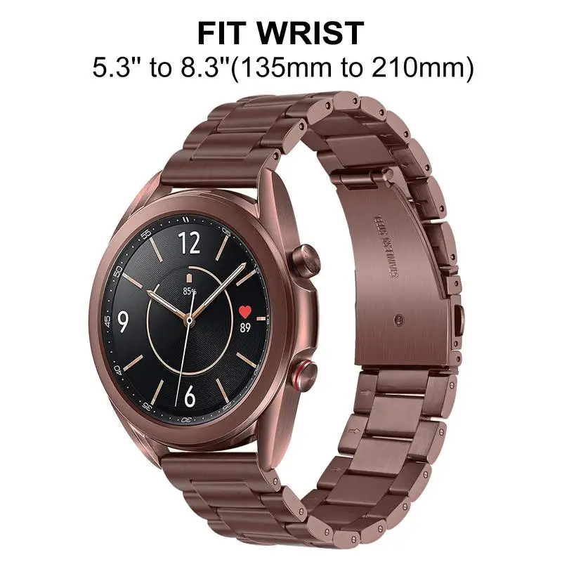 Solid Stainless Steel Watchband 20mm 22mm for Samsung Galaxy Watch 3 41mm 45mm Band Watch3 Quick Release Strap Mystic Bronze