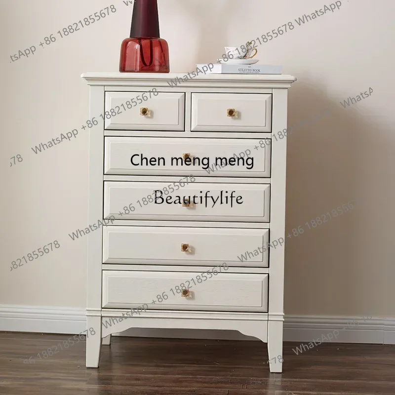 

New Arrivals American Cream Pastoral All Solid Wood Locker Simple Storage Entrance Cabinet Mediterraneanss 7304