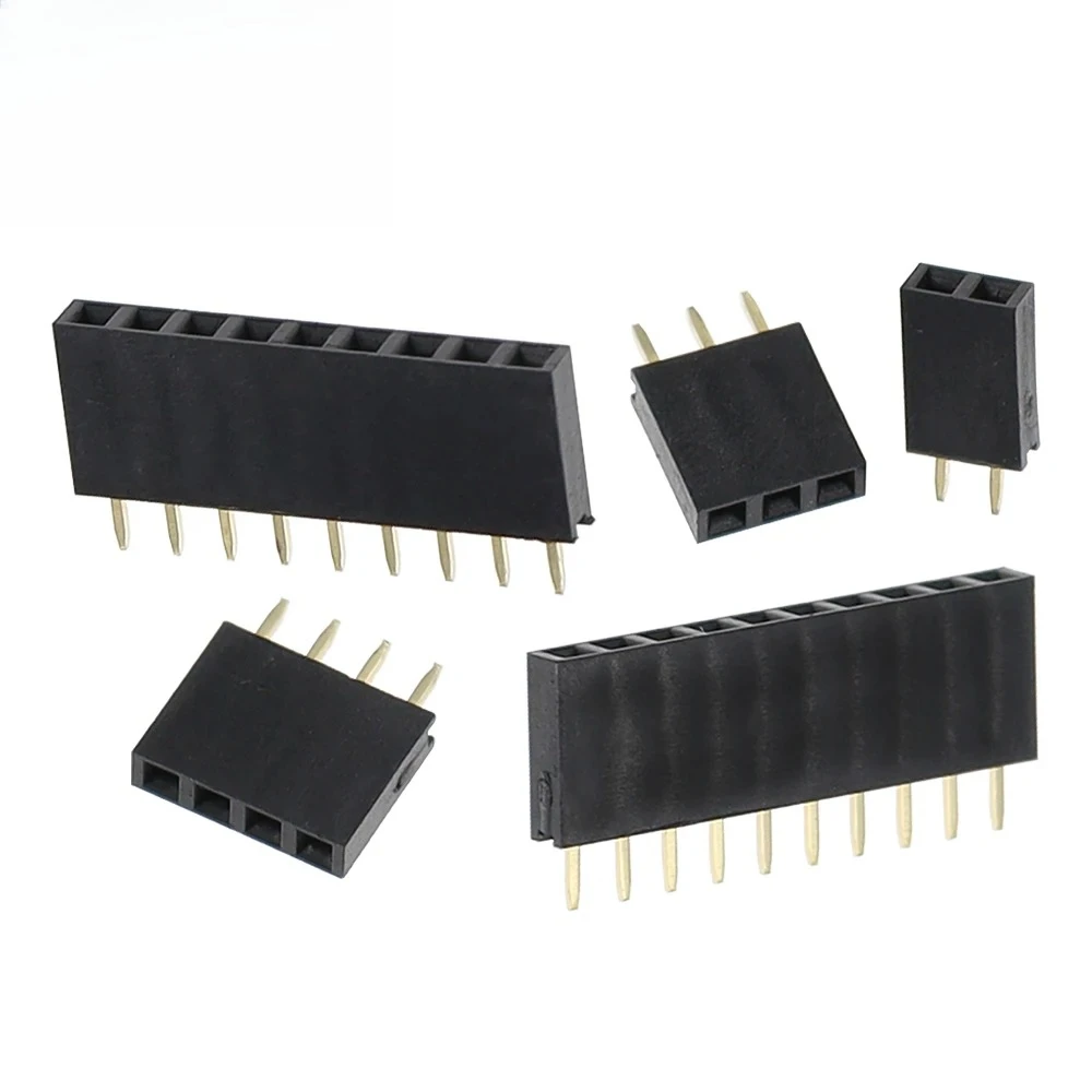 10PCS Single Row Pin Female Header Socket Pitch 2.54mm 1*2p 3p 4p 5p 6p 7p 8p 9p 10p 12p 14p 16p 18p 20p 22p 40p Pin Connector