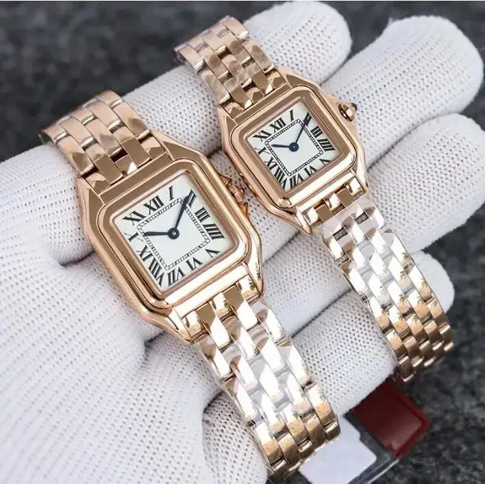 Luxury New Womens Lady Girl Watch Gold Silver Steel Female Ladies Quartz Square Watches with Diamond Sapphire Glass