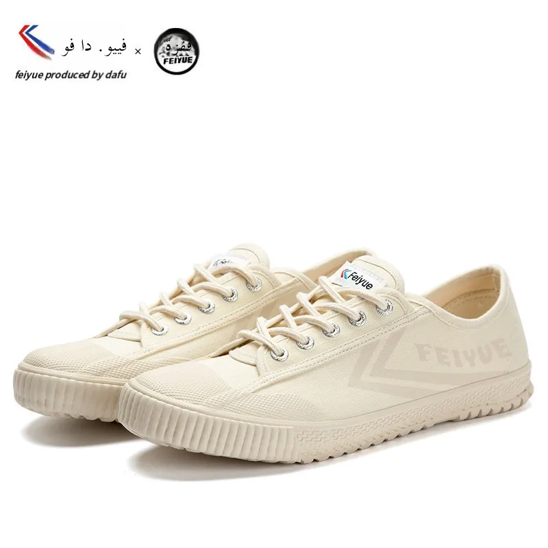 Feiyue Casual Canvas Shoes Unisex Low-Top Couple Sneakers Comfortable Breathable Sporty Flat Heel round Toe Rubber Outsole