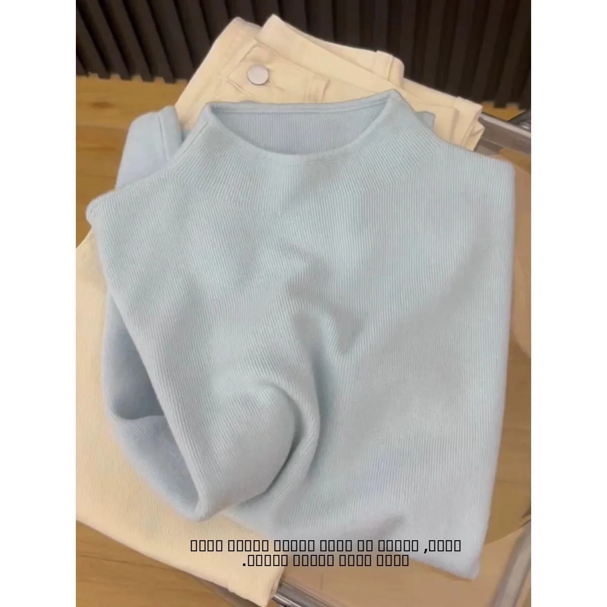 

Autumn Winter Women's Knitted Sweater Base Layer Small Stand Collar Soft Fufu Big Size MM Inner Wear Simple Sle Top
