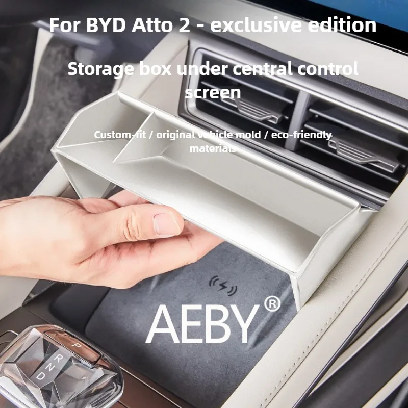 AEBY voor BYD Atto 2 2024-2025 opbergdoos onder console, uitschuifbare lade voor voorstoelen, antislipmat, eenvoudige installatie, stevig