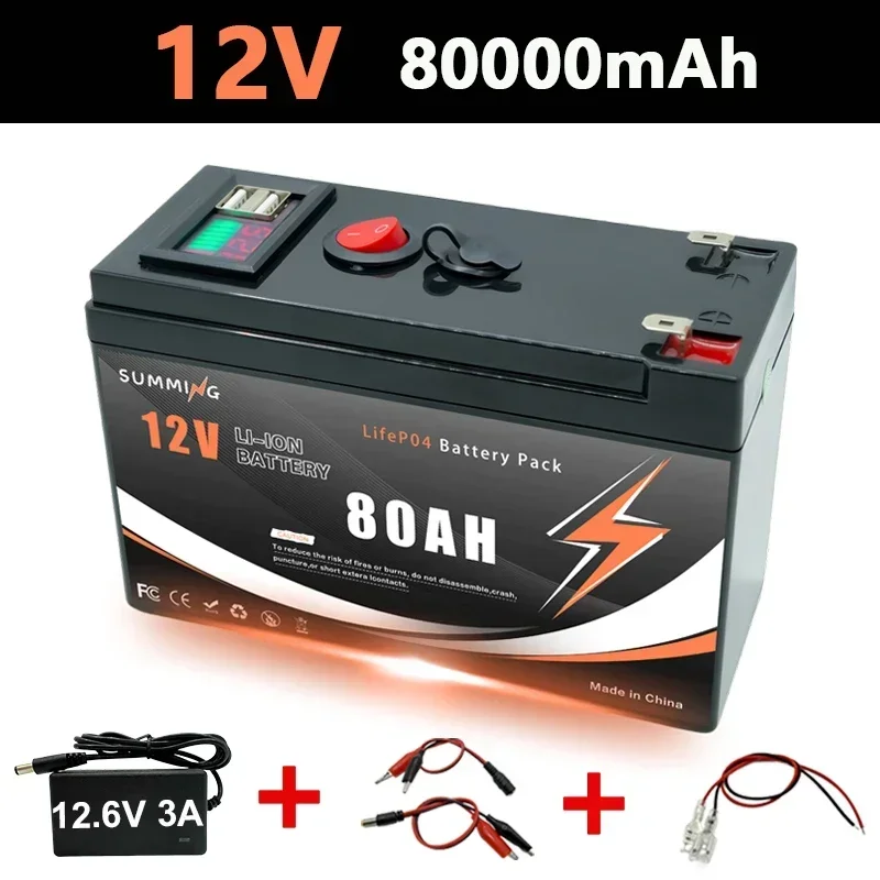 Upgrade 12V 150Ah LiFePO4 oplaadbare lithiumbatterij,️4000+ cycli, voor kleine UPS, zonne-energie, Fishfinder, Power Wheel