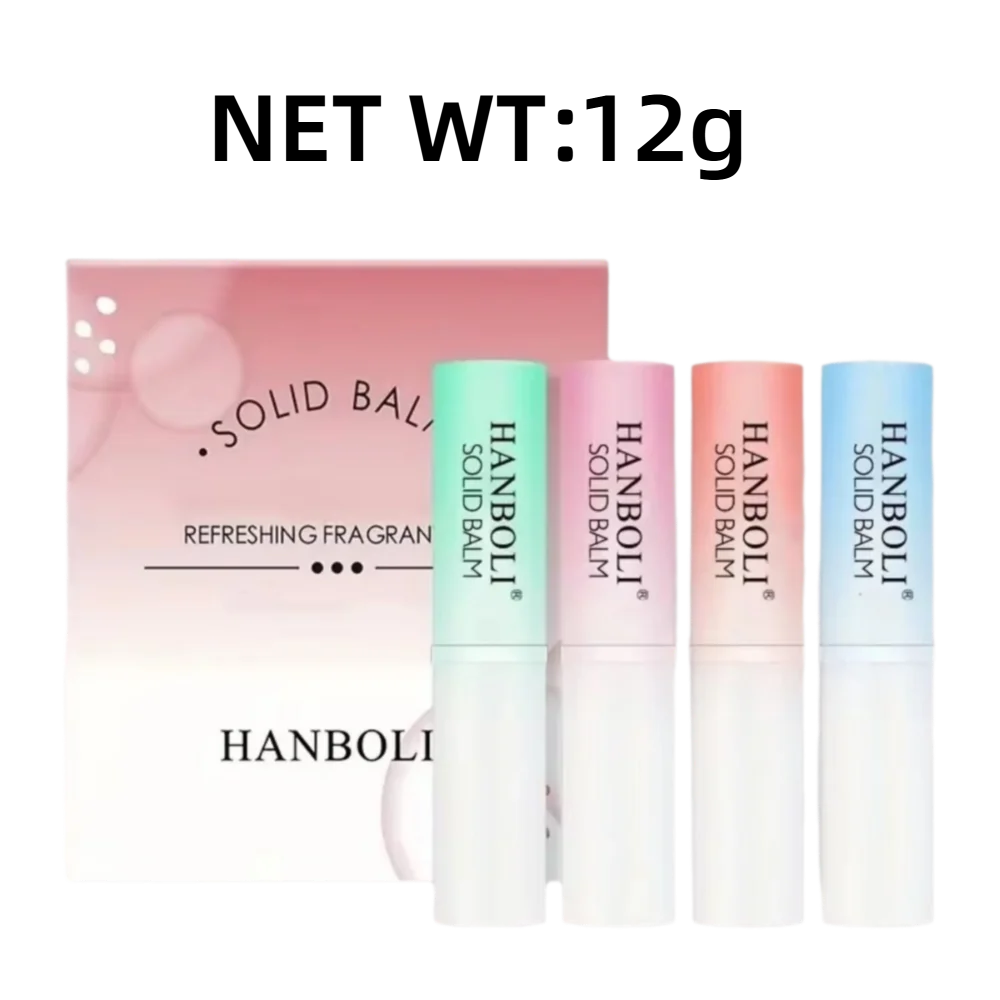 4 قطعة أعواد عطر صلبة صغيرة محمولة تدوم طويلاً بلسم صلب طبيعي برائحة طازجة معجون عطر للوجه/اليدين/استخدام الجسم
